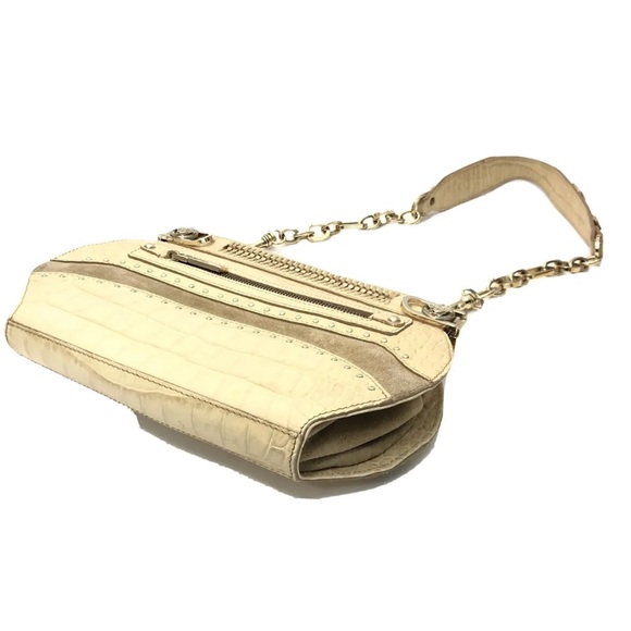 Versace Cream and Gold Textured Shoulder Bag - Picture 3 of 13
